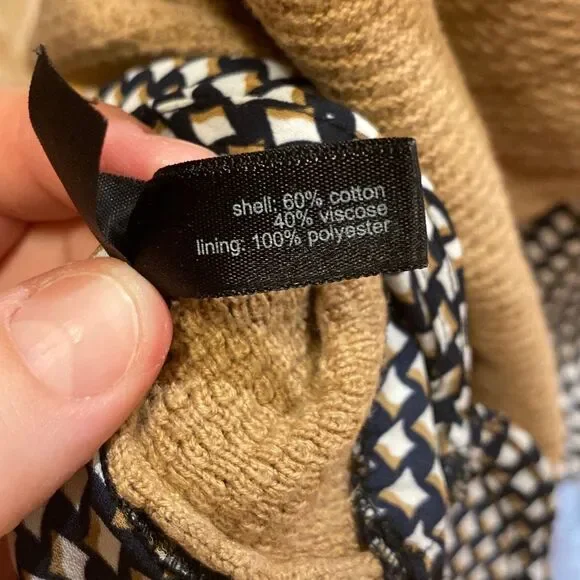 The Limited Women's Tan Knitted 3/4 Sleeves Shirttail Split Back Blouse Size M - Picture 4 of 11